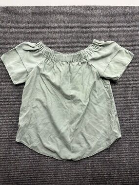 Women’s Green H&M Off The Shoulder Short Sleeve Tunic Top Blouse Shirt Size 4